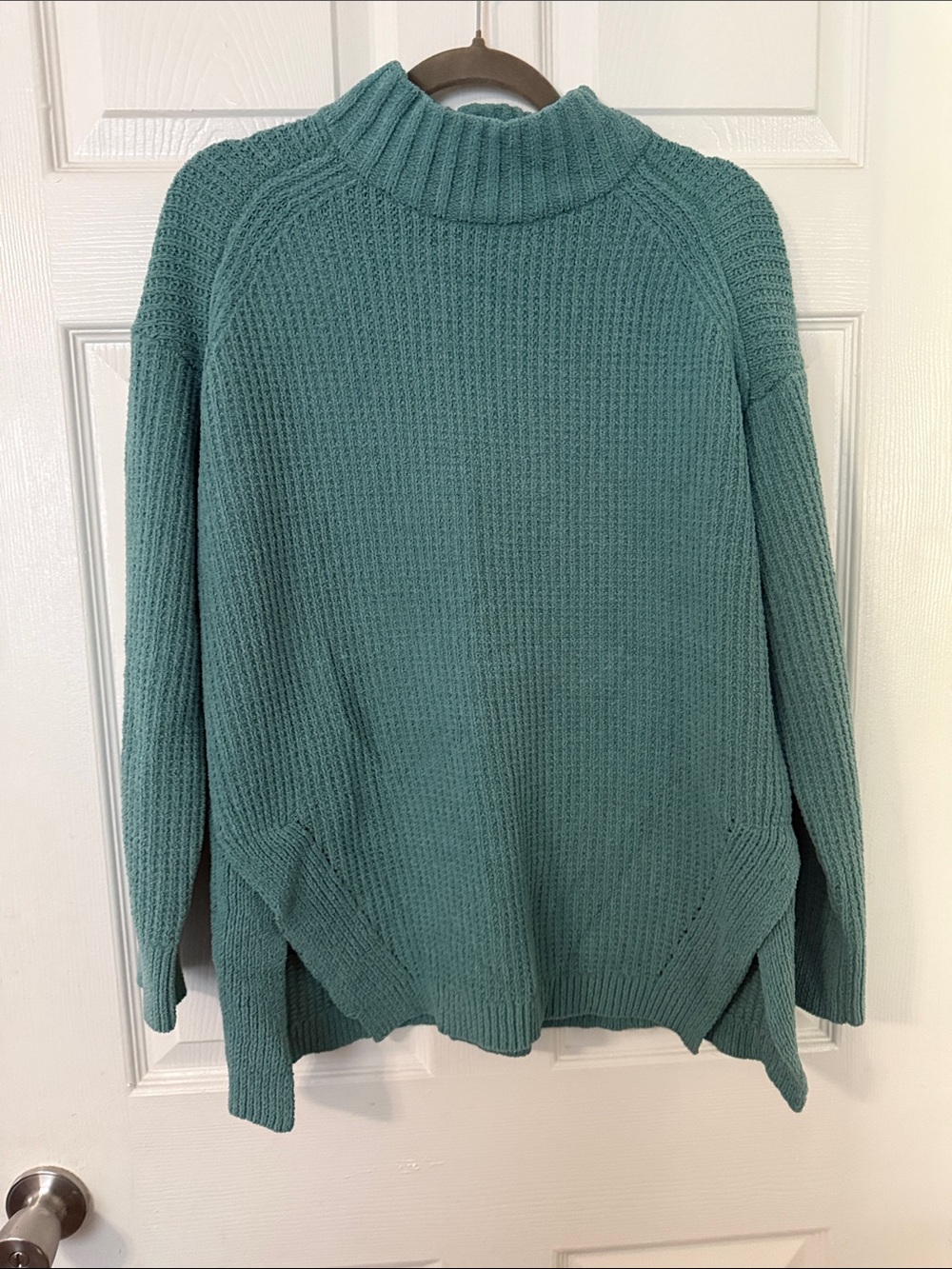 a new day Teal Ribbed Funnel Neck Sweater Medium